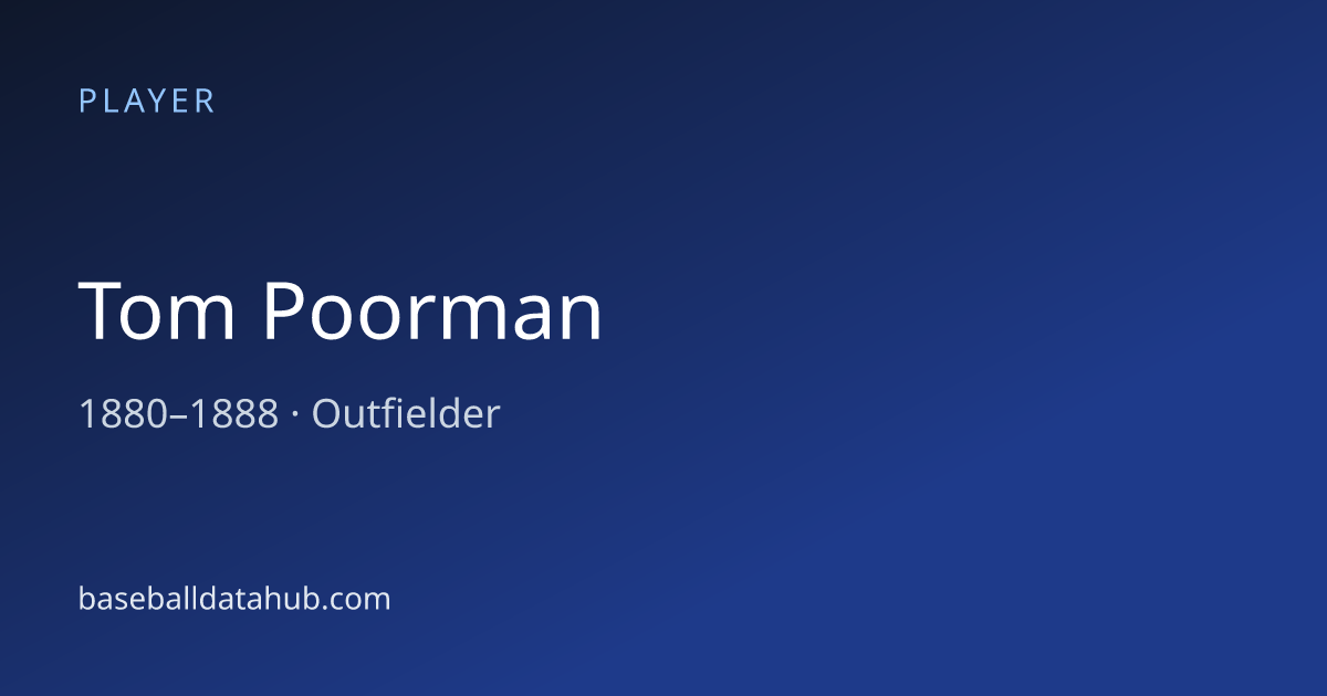 Tom Poorman Stats, Bio & Career Records - Baseball Data Hub