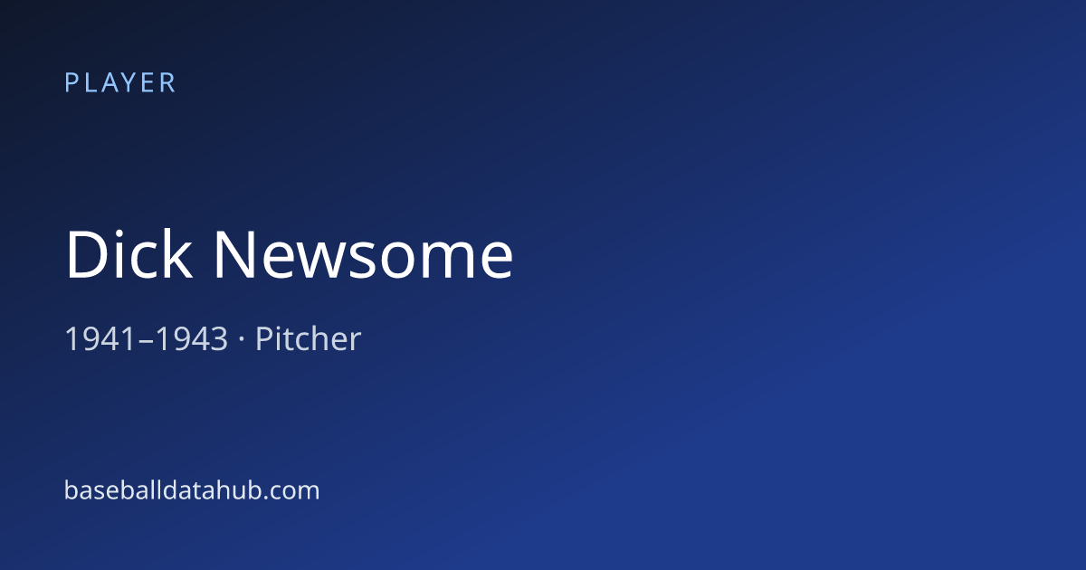 Dick Newsome Stats, Bio & Career Records - Baseball Data Hub