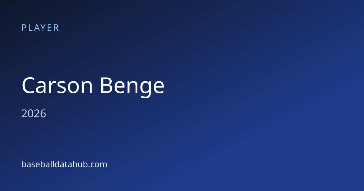 Carson Benge Stats, Bio & Career Records - Baseball Data Hub