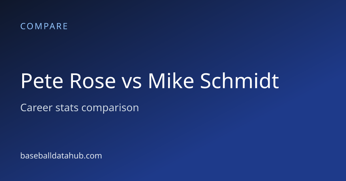 Pete Rose vs Mike Schmidt: Career Stats Comparison - Baseball Data Hub