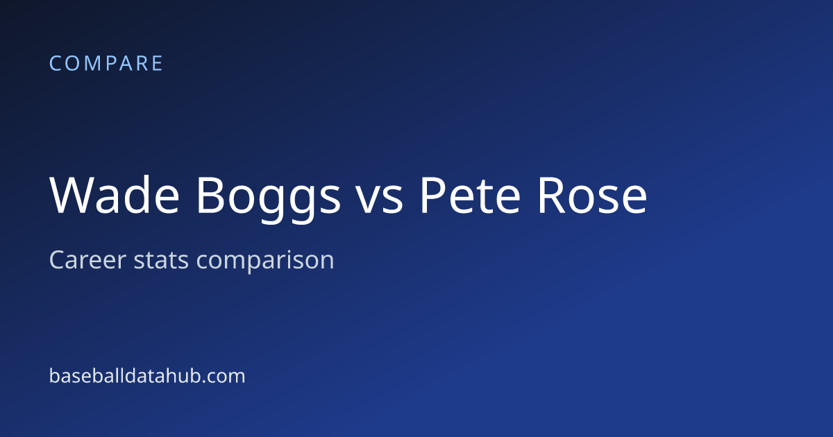Wade Boggs vs Pete Rose: Career Stats Comparison - Baseball Data Hub
