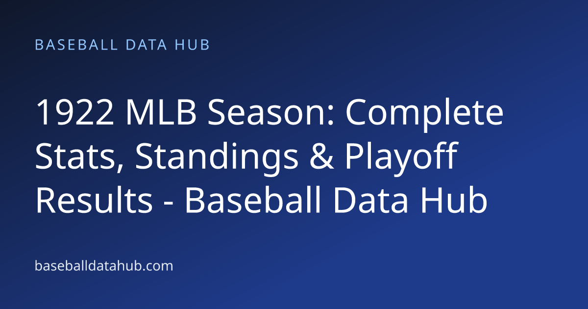 1922 MLB Season: Complete Stats, Standings & Playoff Results - Baseball ...