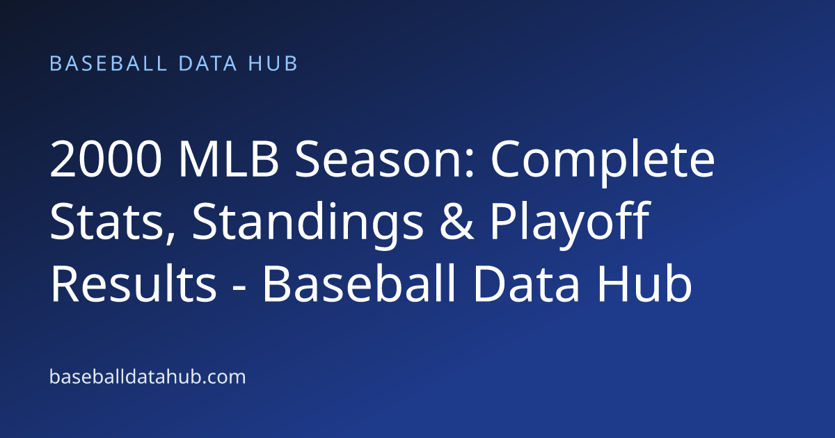 2000 MLB Season: Complete Stats, Standings & Playoff Results - Baseball ...