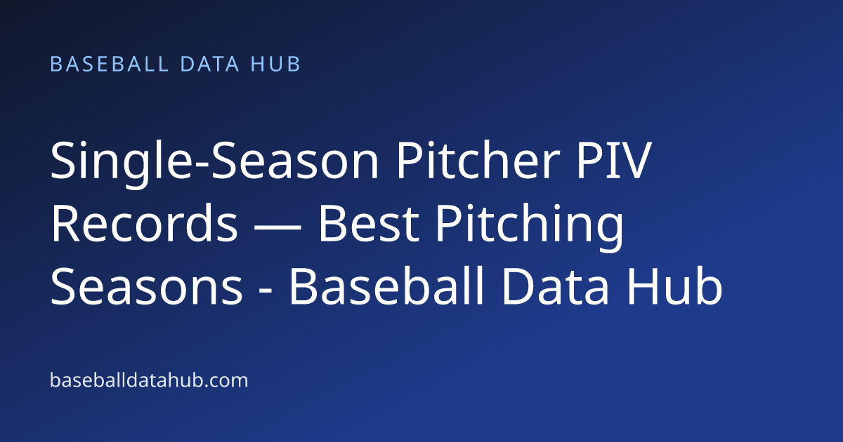 Single-Season Pitcher PIV Records — Best Pitching Seasons - Baseball ...